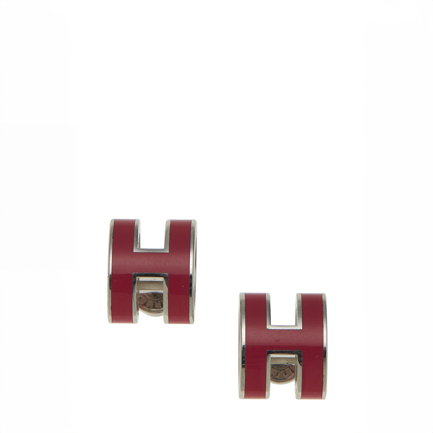 HERMES SILVER & PINK "POP H" EARRINGS